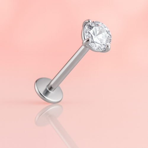 Titan Labret Silber mit Zikonia Stein